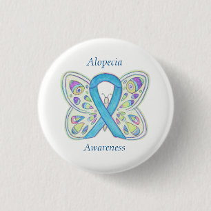 Alopecia Butterfly Awareness Ribbon Custom Art Pin Ronde Button 3,2 Cm