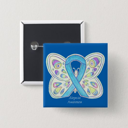 Alopecia Butterfly Awareness Ribbon Custom Art Pin Vierkante Button 5,1 Cm (Voorkant /achterkant)