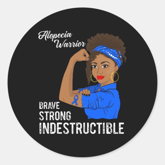 Alopecia Warrior Indestructible Survivor Awareness Ronde Sticker (Voorkant)