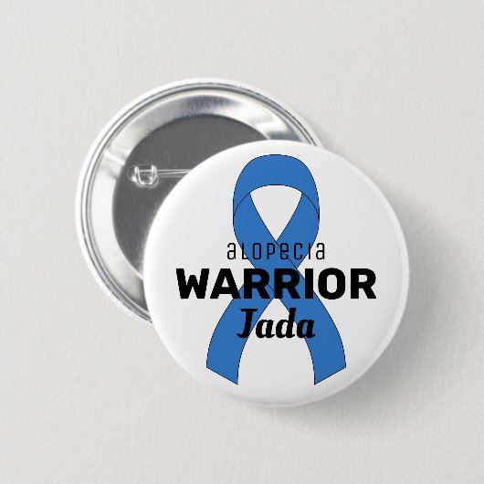 Alopecia Warrior Lint Witte Knoop Ronde Button 5,7 Cm (Voorkant /achterkant)