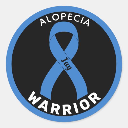 Alopecia Warrior Ribbon Black Round Sticker (Voorkant)