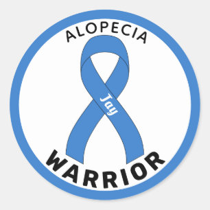 Alopecia Warrior Ribbon White Round Sticker