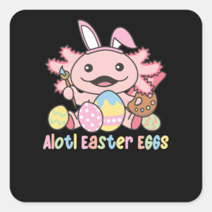 Alotl Paaseieren Axolotl Easter met pun Vierkante Sticker