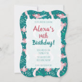 Alotta roze Axolotls on Blauwgroen Uitnodiging (Voorkant)