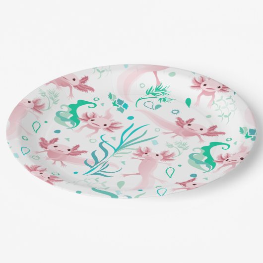 Alotta roze Axolotls on White Papieren Bordje (Gekanteld)