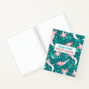 Alotta roze Axolotls op Blauwgroen laptop Notitieboek