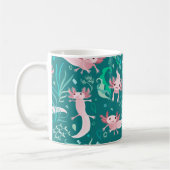 Alotta roze Axolotls op Blauwgroen Mok (Links)