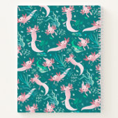 Alotta roze Axolotls op Blauwgroen Notitieboek (Achterkant)
