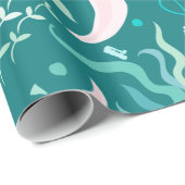 Alotta roze Axolotls op Blauwgroen pakpapier (Rol Hoek)