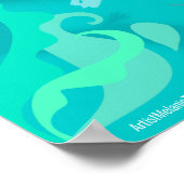 Alotta roze Axolotls op Blauwgroen Poster (Hoek)