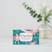 Alotta roze Axolotls op Blauwgroen Visitekaartje (Staand voorkant)