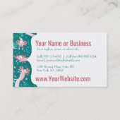 Alotta roze Axolotls op Blauwgroen Visitekaartje (Achterkant)