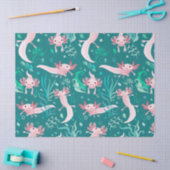 Alotta roze Axolotls op Blauwgroen weefselpapier Tissuepapier (Craft)