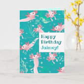 Alotta Roze Axolotls - Op maat gemaakte wenskaart Kaart (Gele Bloem)