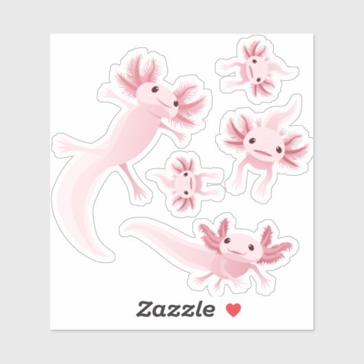 Alotta roze Axolotls - Sticker set (Vel)
