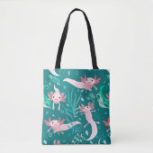 Alotta Roze Axolotls Swimming Canvas tas (Voorkant)
