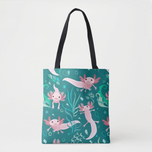 Alotta Roze Axolotls Swimming Canvas tas (Voorkant)