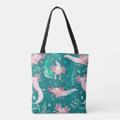 Alotta Roze Axolotls Swimming Canvas tas (Achterkant)