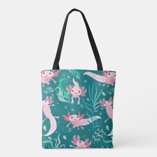 Alotta Roze Axolotls Swimming Canvas tas (Achterkant)