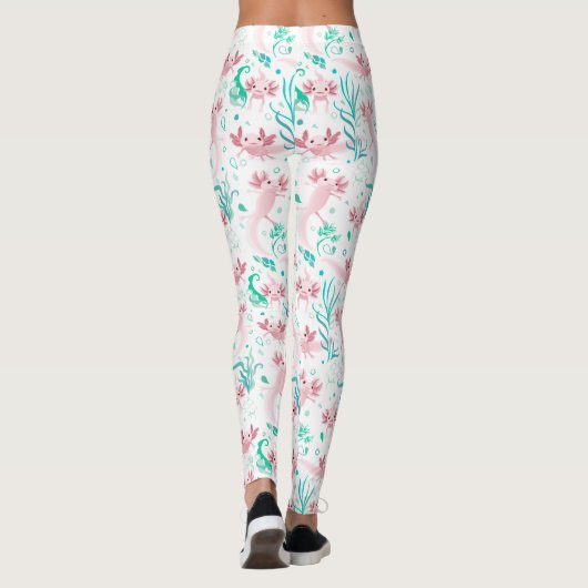 Alotta Roze Axolotls Witte Leggings (Achterkant)