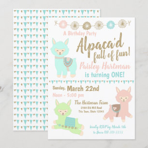 Alpaca 1e verjaardag kaart