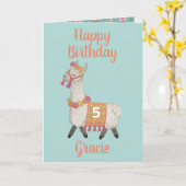 Alpaca 5e Verjaardag Kaart (Gele Bloem)