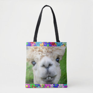 ALPACA ALLE OVER AFDRUKTAS TOTE BAG