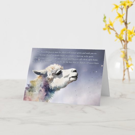 Alpaca Animal Sympathy Loss Memorial Kaart (Gele Bloem)