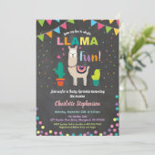 Alpaca baby bestrooi uitnodiging.  Baby girl showe Kaart (Staand voorkant)