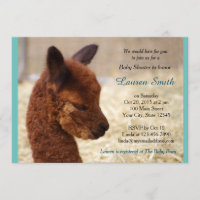 Alpaca Baby Douche Uitnodigingen Jongen