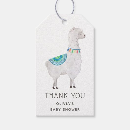 Alpaca Baby Shower Bedankt | Boho Cute Llama Cadeaulabel (Voorkant)