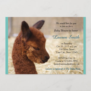 Alpaca Baby Shower Invitations Boy Kaart