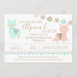 Alpaca Baby shower vol liefde genderneutraal Kaart