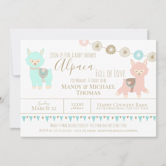 Alpaca Baby shower vol liefde genderneutraal Kaart (Voorkant)