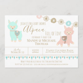 Alpaca Baby shower vol liefde genderneutraal Kaart