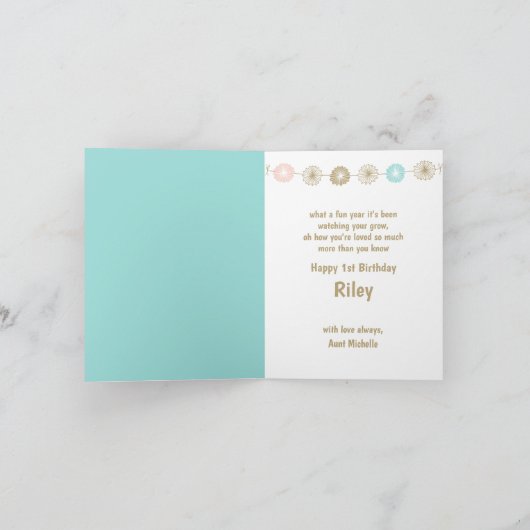 Alpaca baby's eerste verjaardag kaart (Binnen)