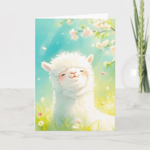 Alpaca Basking in de Bloemen Bloemen Kaart
