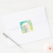 Alpaca Basking in de Bloemen Bloemen Vierkante Sticker (Envelop)