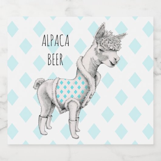 Alpaca Bierflesetiket (4" x 3,5") Bier Etiket (Enkel label)