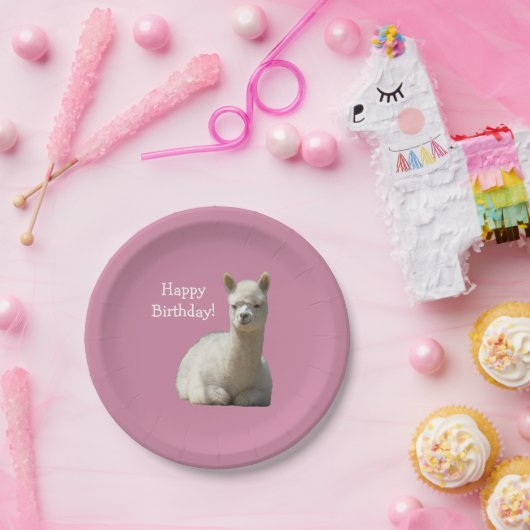 Alpaca Birthday Bord 7-inch papier (Feest)