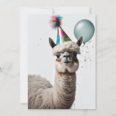 Alpaca Birthday Party Flat Wenskaart Bedankkaart (Voorkant)