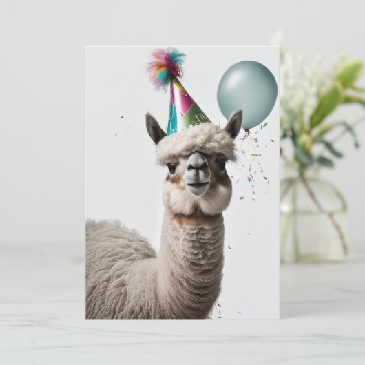 Alpaca Birthday Party Flat Wenskaart Bedankkaart (Staand voorkant)