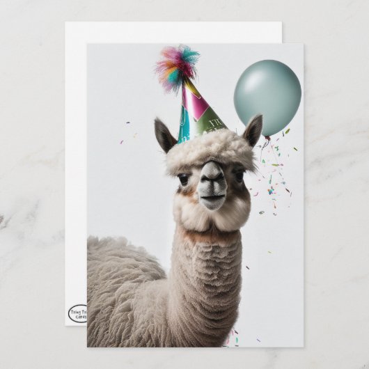 Alpaca Birthday Party Flat Wenskaart Bedankkaart (Voorkant / Achterkant)