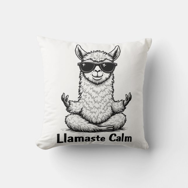 Alpaca Blijf kalm Llamaste Lama Yoga Grappig Kussen (Voorkant)