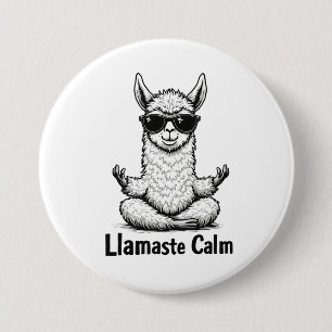 Alpaca Blijf kalm Llamaste Lama Yoga Grappig Ronde Button 7,6 Cm
