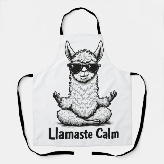 Alpaca Blijf kalm Llamaste Lama Yoga Grappig Schort (Voorkant)