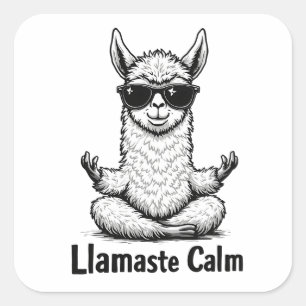 Alpaca Blijf Kalme Llamaste LLama Yoga Grappig Vierkante Sticker