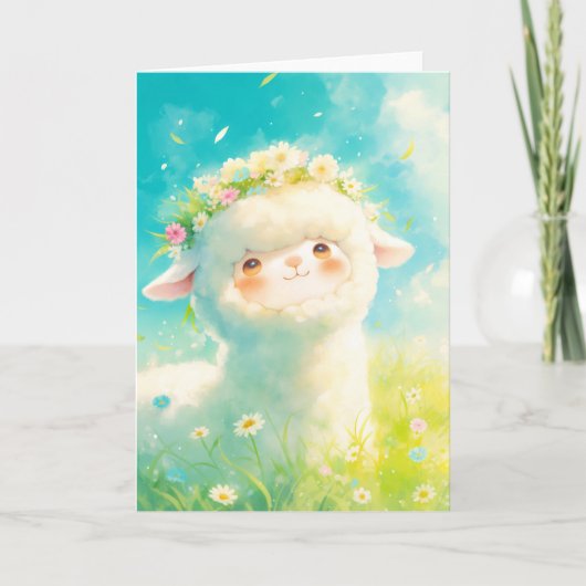 Alpaca Bloemen Kroon Bliss Kaart (Voorkant)