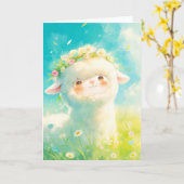 Alpaca Bloemen Kroon Bliss Kaart (Gele Bloem)