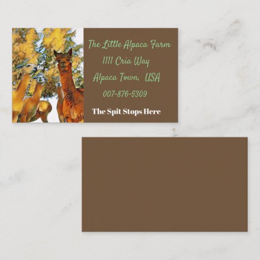 Alpaca Boerderij Visitekaartje (Voorkant / Achterkant)